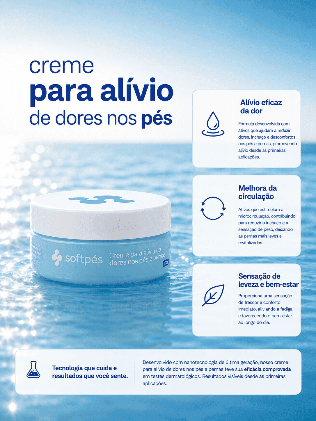 CREME PARA DORES PÉS E PERNAS