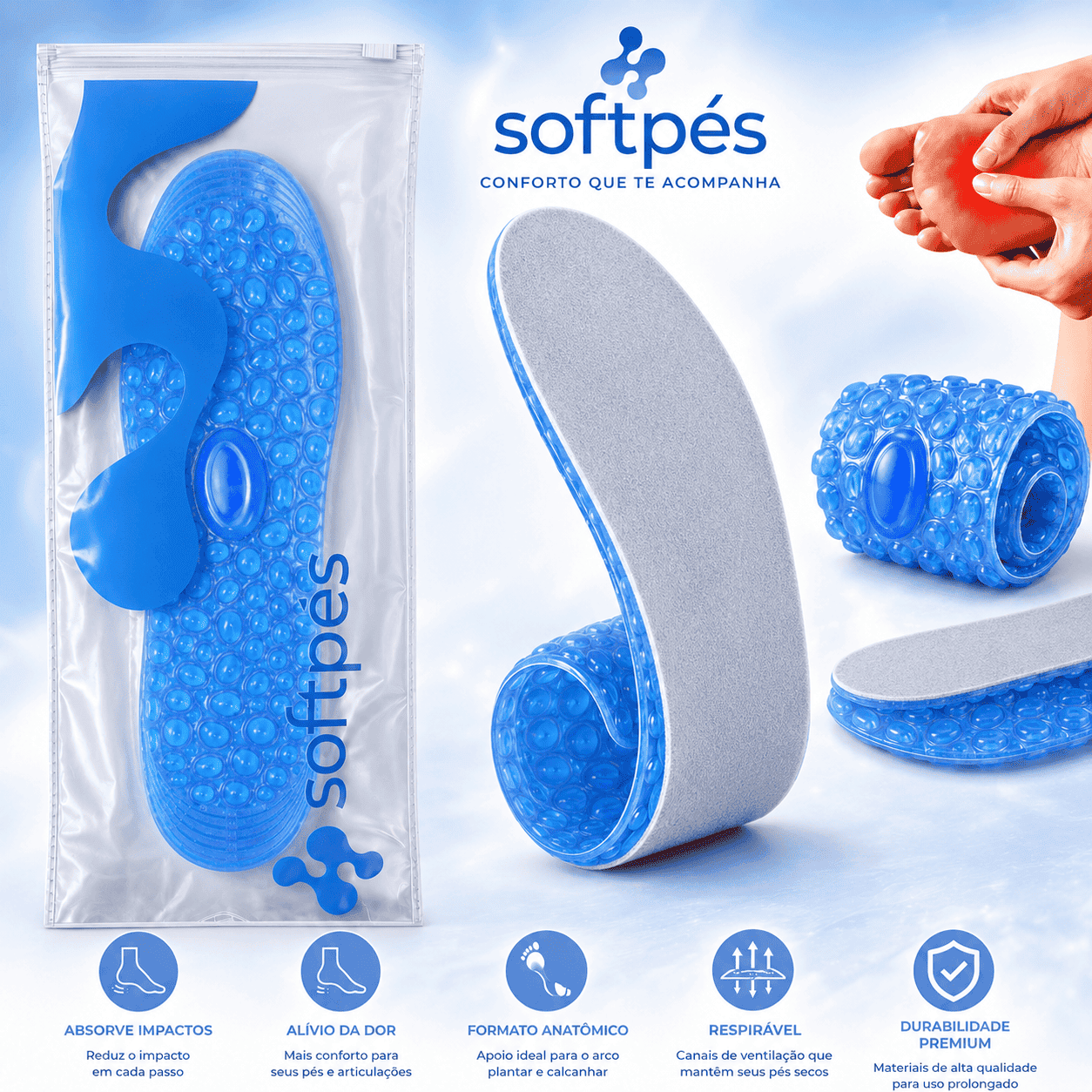 Palmilha de Gel Para Fascite Plantar (PG04)