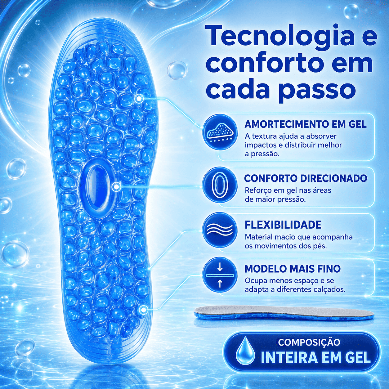 Palmilha de Gel Para Fascite Plantar (PG04)
