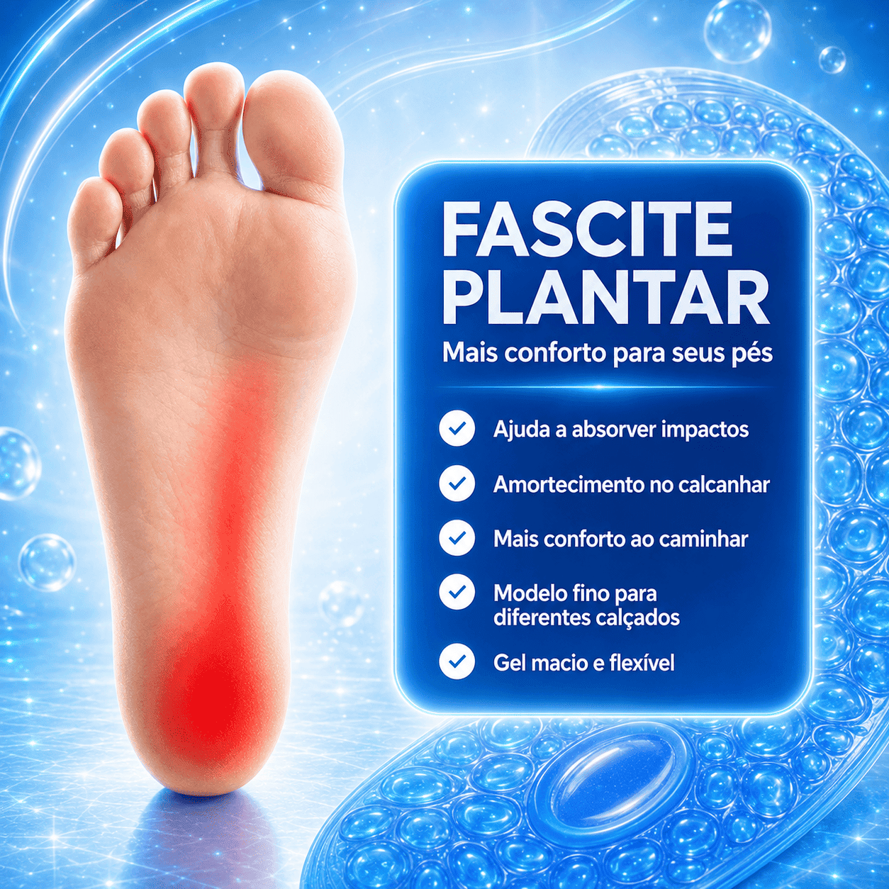 Palmilha de Gel Para Fascite Plantar (PG04)